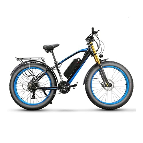 Bici elettriches : Bicicletta elettrica per Adulti 750W 26 Pollici Fat Tire, Bicicletta elettrica da Montagna 48V 17ah Batteria, Full Suspension E Bike (Colore : White Blue)