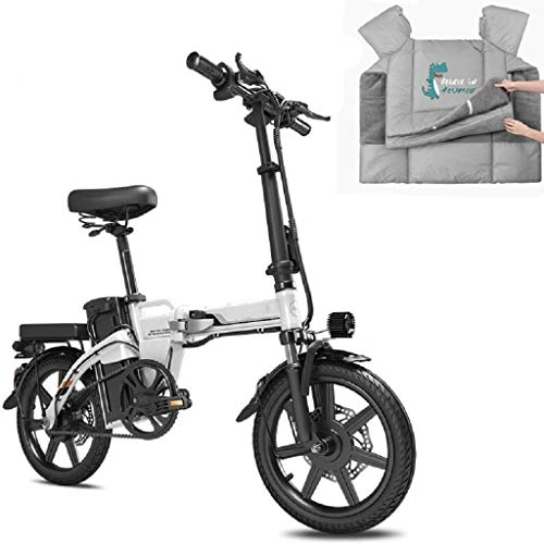 Bici elettriches : Bicicletta Elettrica Per Adulti, Bicicletta Elettrica Da 14 Pollici / Ebike Per Pendolari Con Motore Da 350 W, Batteria Da 48 V 15 Ah Con Telecomando E Coprigrembiuli Per Motociclette(Color:bianca)