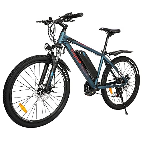 Bici elettriches : Bicicletta Elettrica per Adulti Eleglide, Mountain Bike Elettrica 26", Motore 250 W, Batteria 10, 4 Ah, Trazione Anteriore e Posteriore Shimano - 21 Velocità (Blu-M1)