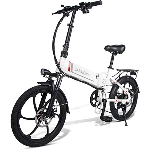 Bici elettriches : Bicicletta elettrica per ciclomotore da mountain bike elettrica per adulti, mountain bike pieghevole con cambio a 21 velocità, motore da 350 W batteria da 10, 4 Ah (20LVXD30-White)