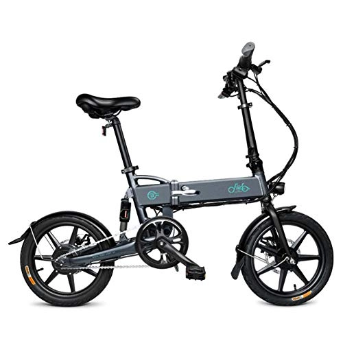 Bici elettriches : Bicicletta elettrica piegante a 16 pollici, EBike nero / bianco leggero e in alluminio con pedali, bici elettrica con ruote da 16 pollici e motore del mozzo da 250W per adulti