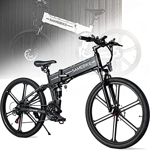 Bici elettriches : Bicicletta Elettrica Pieghevole, 26 Pollici Portatile Bicicletta Elettrica, 500W Motor Mountain Bike Elettrica, 48V / 10Ah Batteria Rimovibile, Shimano 21 Velocità Bicicletta Pedalata Assistita., Black