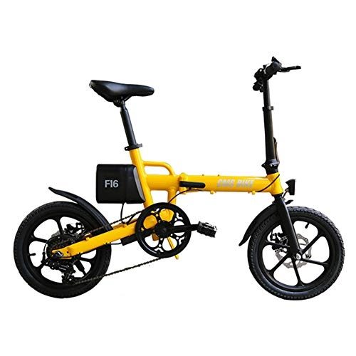 Bici elettriches : Bicicletta Elettrica Pieghevole 36V 7.8AH 250W 16 inch Bici Elettriche al Lavoro Batteria Cambio Shimano 25 velocità E-Bike para Adultos, Giallo