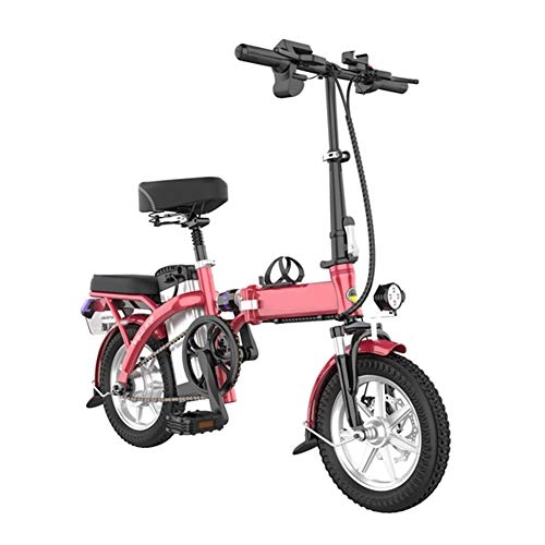 Bici elettriches : Bicicletta elettrica Pieghevole a 14 Pollici 250W Motore 48V 8Ah Batteria, Bicicletta a pedalata assistita con Schermo LCD per Adulti in Città, Rosso