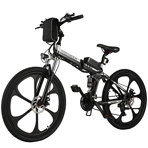 Bici elettriches : Bicicletta Elettrica Pieghevole, Bici al Lavoro, E-Bike -Fold 20” / 26”, Adulto, 250W Batteria 36V 8Ah, Cambio Shimano a 7 velocità (26 Mountain Bike Nero)