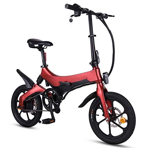 Bici elettriches : Bicicletta elettrica Pieghevole Bici elettrica Leggera 250W 36V con Schermo LCD per Pneumatici da 14 Pollici per pendolari in Città per Adulti, Rosso