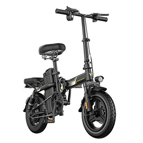 Bici elettriches : Bicicletta Elettrica Pieghevole con Batteria da 48V 6AH e Motore da 400W, 14 Pollici Acciaio Resistente Bicicletta a Pedalata Assistita con Sedile Regolabile, 15AH