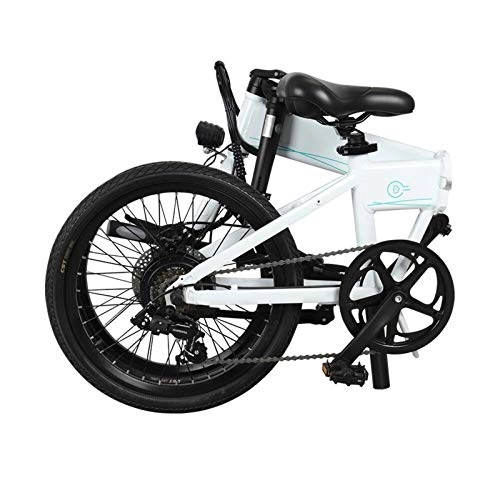 Bici elettriches : Bicicletta elettrica pieghevole D4S Velo ibrida a velocità variabile per adulti, pieghevole, con astuccio per attrezzi, caricabatterie, ingranaggio a 6 velocità, batteria 36 V 10, 4 Ah, 30 km / h, bianco