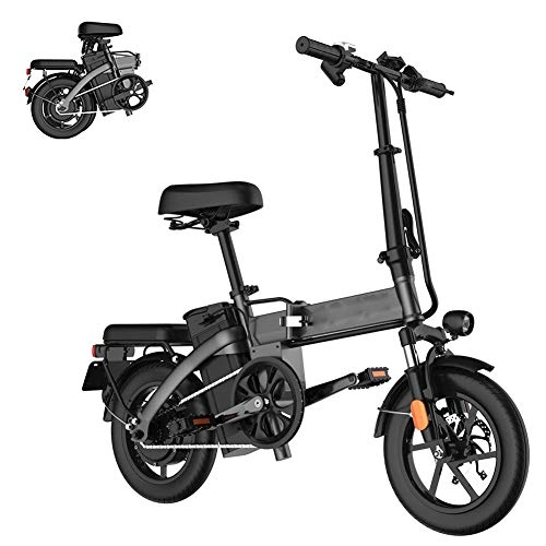 Bici elettriches : Bicicletta elettrica Pieghevole da 14 '', Bicicletta elettrica per pendolari da 350 W con Batteria agli ioni di Litio da 48 V 14, 4 Ah, pedalata assistita, carico 150 kg / 330 libbre