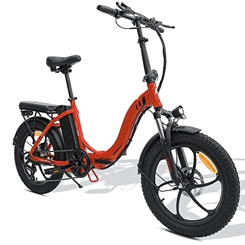 Bici elettriches : Bicicletta elettrica pieghevole da 20 pollici, batteria 36 V 15 Ah, con super capacità, Shimano 7S, carico 150 kg (rosso)