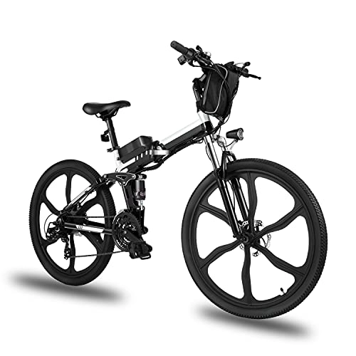 Bici elettriches : Bicicletta elettrica pieghevole da 26 pollici Ebike da uomo, 250 W, con batteria da 8 Ah, cambio Shimano a 21 marce, per uomo e donna