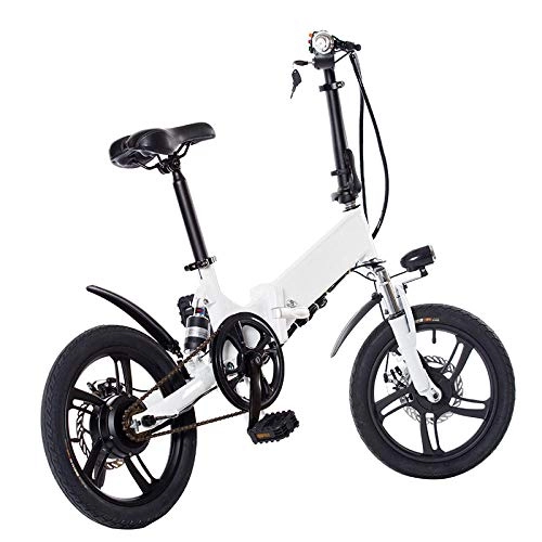 Bici elettriches : Bicicletta elettrica pieghevole e portatile ricarica bicicletta elettrica per adulti bicicletta pieghevole bicicletta in lega di alluminio bicicletta elettrica batteria al litio ciclomotore-bianca