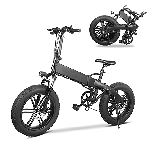 Bici elettriches : Bicicletta elettrica pieghevole Fat Tire EBike 36V 10.4AH Batteria agli ioni di litio 500W Motore 20 pollici Fat Tire Bike Telaio in alluminio Electric Mountain Beach Snow Bicicletta EBike