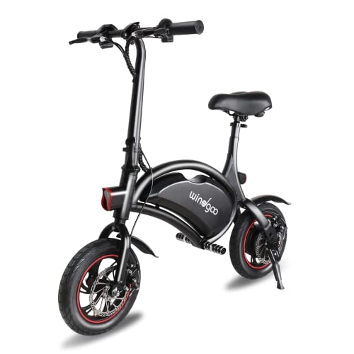 Bici elettriches : Bicicletta Elettrica Pieghevole, Windgoo Bici elettriche Pieghevole - Bici Elettrica Unisex Adulto - 36V 6.0AH Litio Batteria - 24Km / h - 12 Pollici con Display - Freno a Disco 110KG (Nero)