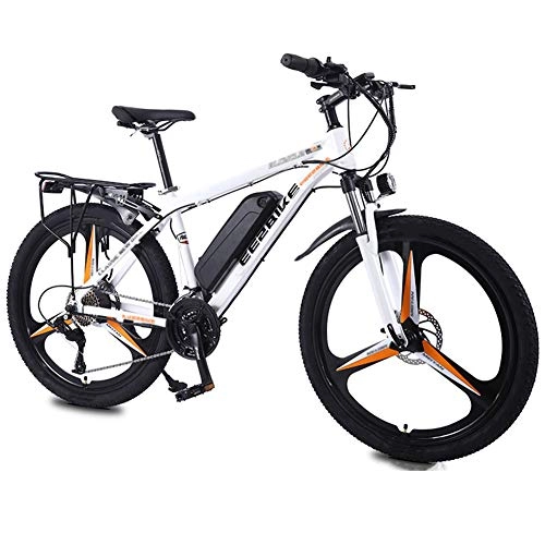 Bici elettriches : Bicicletta Elettrica Sedile Regolabile Ruota 26'' Potenza 350 W Batteria 36v 8 Ah velocità Massima 35 Km / h 27 velocità Freni a Doppio Disco Adatto per Uomini Donne Città Pendolarismo, Bianca