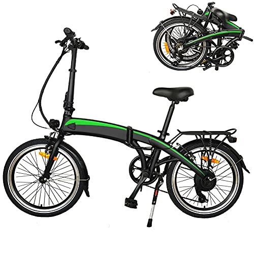 Bici elettriches : Bicicletta elettrica, velocità massima di guida 25 km / h, mountain bike, per adulti, pieghevole, elettrica, con schermo LCD, batteria agli ioni di litio, dimensioni pneumatici 20 pollici, colore: nero