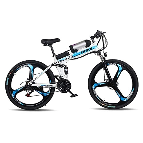 Bici elettriches : Biciclette da Montagna Elettrica per Adulti, Ebikes MTB Pieghevoli per Uomo Donne da Donna, 250w 36v 8ah Tutto Terrain 26"Mountain Bike / Commute Ebike(Color:White / Blue)