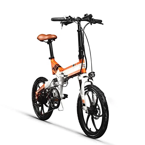 Bici elettriches : Biciclette elettriche for Adulti Pieghevoli 25 0W 48V 8 Ah Hidden Batteria Pieghevole Bici elettrica 7 velocità Bicicletta elettrica (Colore : White-Orange)