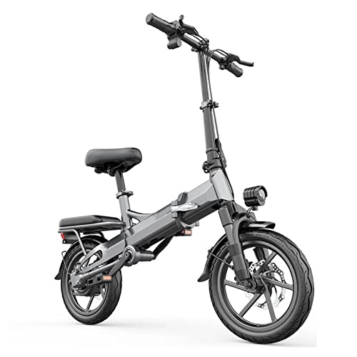 Bici elettriches : Biciclette elettriche Pieghevoli da 14 Pollici for Le Donne 400W Biciclette elettriche 2 Sedile 36 V Batteria al Litio Bici elettrica for Adulti 25 km / h (Colore : Silver)