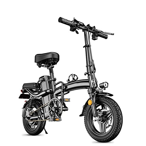 Bici elettriches : Bike elettrica Pieghevole 2 Sedile 48V Batteria al Litio Bicicletta elettrica 400W Brushless Motor Pieghevole Potenza Pieghevole Ebike (Colore : 48V 10Ah)