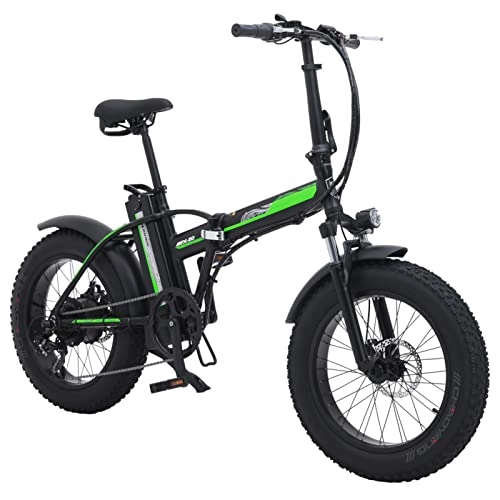 Bici elettriches : Bike elettrica Pieghevole for Adulti 500W 4.0 Pneumatico a Grasso Beach Bicycle Bicycle 48V Batteria al Litio Pieghevole da Uomo Pieghevole da Uomo Ebike (Colore : Nero)