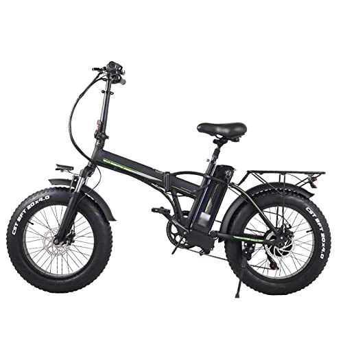 Bici elettriches : Bike elettrica Pieghevole for Adulti brushless 800W 4 8V 15Ah 45 km / h Mobility Mountain Bicycle da 20 Pollici * 4.0 Pneumatici Grassi E-Bike (Colore : Nero, Taglia : 48V 10AH)
