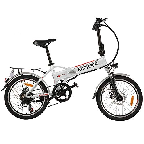 Bici elettriches : BIKFUN Bici Elettrica Pieghevole da 20", 250W Bicicletta Elettrica Pedalata Assistita, Batteria 36V 8Ah 288Wh, Shimano a 7 Velocità, Bici Elettriche E-Bike Unisex (Bianco brillante)