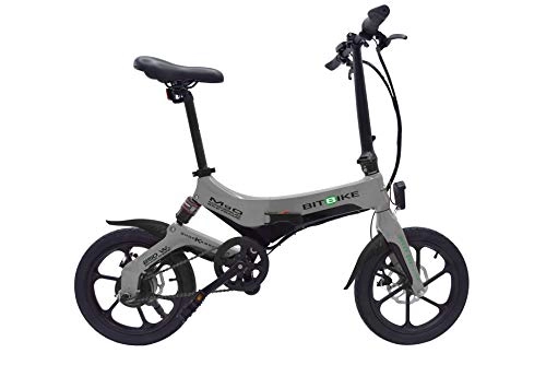 Bici elettriches : BITBIKE Bici elettrica Pieghevole, Telaio in magnesio, Peso 17 kg, Colore Grigio Opaco, 250watt, 36 Volts, 25 km / h, 60 km autonomia
