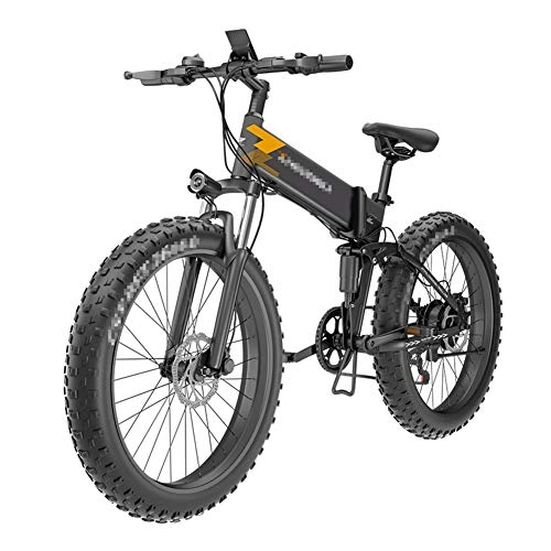 Bici elettriches : BMXzz Bicicletta Elettrica Pieghevole, 26" Fat Tire Electric Bike Motore 400W e Batteria a Celle agli Ioni di Litio da 48V 10 Ah 7 velocità con Supporto per Telefono Cellulare Snow E-Bike