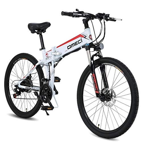 Bici elettriches : BNMZXNN 26 Pollici Bicicletta elettrica Città Maschio / Femmina Bicicletta da Strada Bicicletta Doppia Sospensione 48V10ah 300W Motore, Telaio in Lega di Alluminio, Doppio Freno, White-Retro Wheel