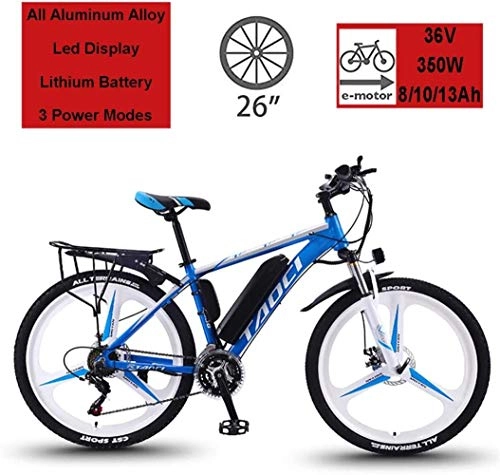 Bici elettriches : BWJL Biciclette elettriche per Gli Adulti, in Lega di magnesio Biciclette Terreno eBikes, 26"Batteria Rimovibile 350W 36V 13Ah agli ioni di Litio Ebike Mountain Men, Blu, 10Ah65Km