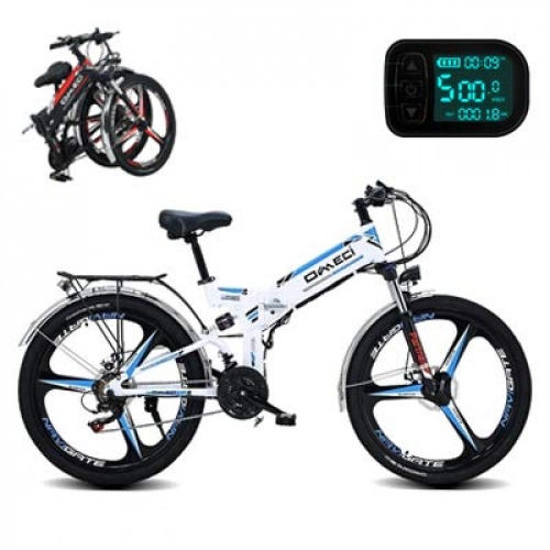 Bici elettriches : canoy Bicicletta elettrica, Mountain Bici 24 Pollici, Smart Folding Portatile E-Bike con Sedile Posteriore White