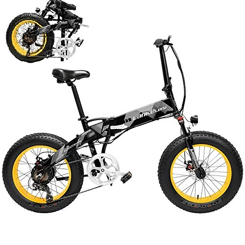 Bici elettriches : Carsparadisezone Bicicletta Elettrica Pieghevole 500W con Ruote Larghe 4 X 20 Pollici Mountain Bike in Alluminio 48 V 10, 4 Ah Batteria Litio Bici da Spiaggia Neve per Adulti [EU Stock]