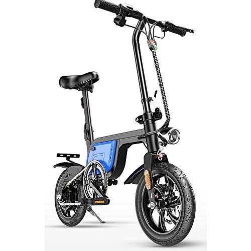 Bici elettriches : CBA BING Bicicletta Elettrica Pieghevole per Adulto (Femmina / Men) velocità Massima 25 Km / h Bicicletta Cassaforte Pieghevole Regolabile Portatile con LCD Blu