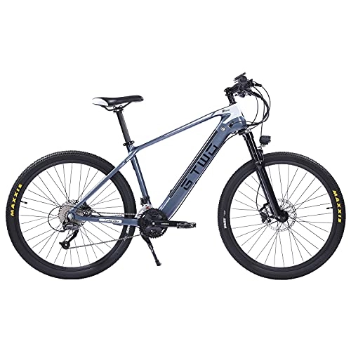 Bici elettriches : CF275 Ebike per adulti 27, 5 pollici 27 velocità Mountain Bike Leggero telaio in fibra di carbonio Forcella anteriore con sospensione pneumatica (Bianco grigio)