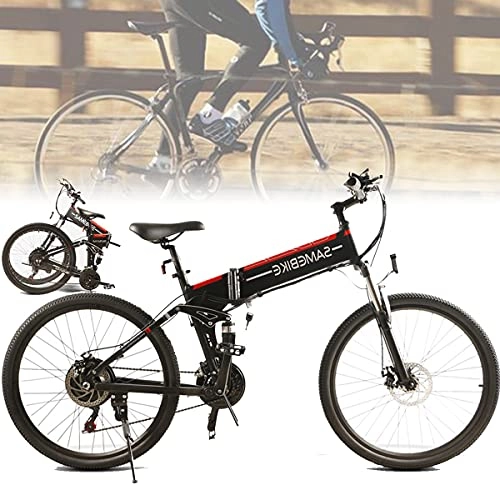 Bici elettriches : CHEIRS Bicicletta elettrica Pieghevole, 26"500W 48V 10AH E-Bike per Allenamento in Bicicletta all'aperto, 21 velocità Professionale, Black