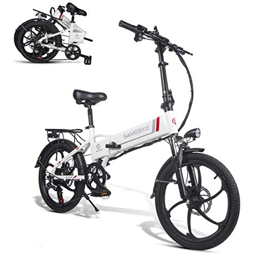 Bici elettriches : CHHD Bicicletta elettrica ， Bicicletta elettrica Pieghevole - Bicicletta elettrica per ciclomotore con Telecomando per Motore 48V 350W Bianco