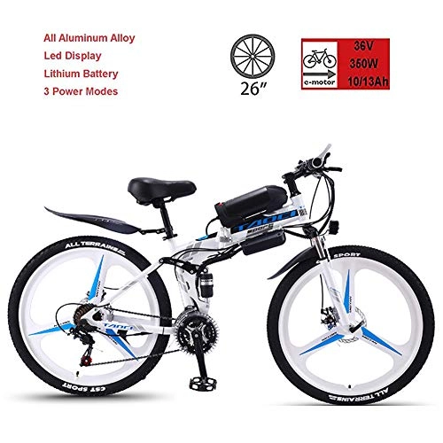 Bici elettriches : CHJ Bicicletta Pieghevole Elettrica, Motore Super Potente 36V350W, Resistenza 50-90Km, Mountain Bike da 26 Pollici A 21 velocit, Adatta A Uomini E Donne per Guidare su Tutti I Terreni, 10AH