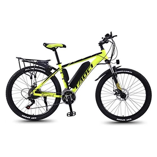 Bici elettriches : CHR Biciclette Elettriche in Lega di Magnesio ， Biciclette Elettriche da 26 Pollici per Adulti Batteria agli Ioni di Litio Rimovibile 36V 350W Mountain Ebike, Yellow-10AH70km