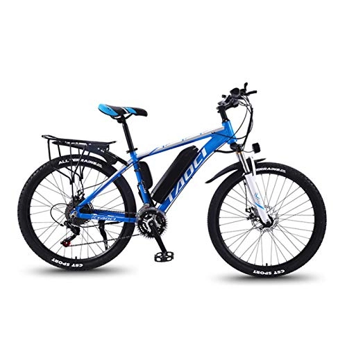 Bici elettriches : CHR Biciclette Elettriche per Adulti Batteria agli Ioni di Litio Rimovibile da 36 V 350 W Mountain Bike ， Bici Elettriche in Lega di Magnesio Biciclette all Terrain, Blue-10AH70km