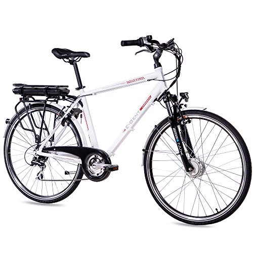 Bici elettriches : Chrisson, bicicletta elettrica da 28 pollici, da uomo – E-Gent bianco con 8 marce Acera – Pedelec da uomo con motore Ananda anteriore 250 W, 36 V