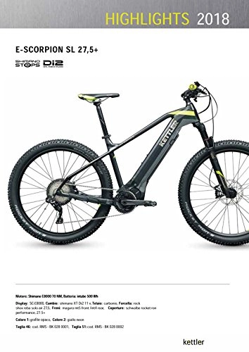 Bici elettriches : Cicli Ferrareis KETTLER MTB 27.5 E-Bike Alloy KETTLER E-Scorpion SL 27.5+
