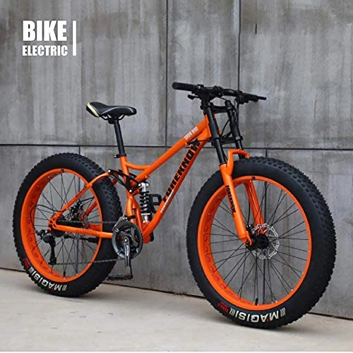 Bici elettriches : Cima da MTB per Bicicletta, Fat Wheel Moto / Fat Bike / Fat Tire Mountain Bike, Cruiser da Spiaggia Fat Tire Bike Snow Bike Fat Big Tire Bicycle 21 Speed, Arancia, 24IN