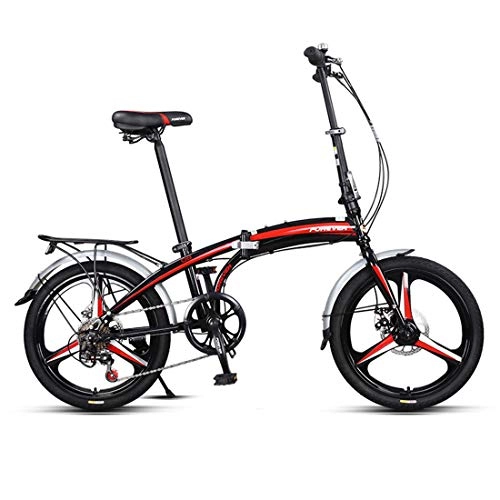 Bici elettriches : City Bike 20 Pollici 7 velocità Bicicletta Mountain Bike Piega Telaio in Acciaio ad Alto Contenuto di Carbonio per Unisex Adulti, Black