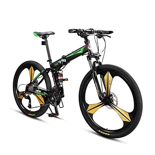 Bici elettriches : City Bike 26 Pollici 27 velocità Bicicletta Piega Mountain Bike con Double Shock Absorption per Unisex Adulti, Green