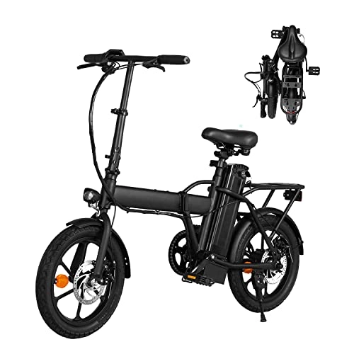 Bici elettriches : CKAN Bicicletta Elettrica Pieghevole, 16 Pollici Bici Elettrica con Pedalata Assistita, 250W E-Bike Unisex Adulto