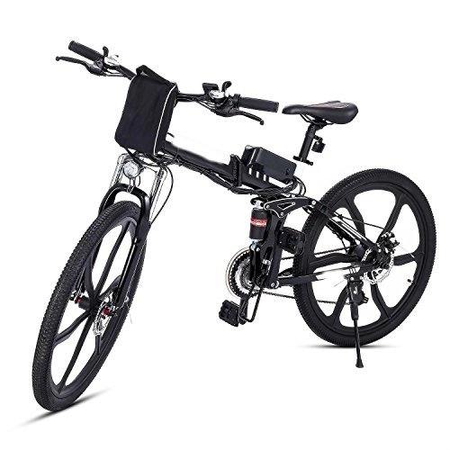 Bici elettriches : cooshional Bicicletta elettrica pieghevole Mountain bike cerchi a raggi in lega di alluminio Potenza: Sotto 500W nero