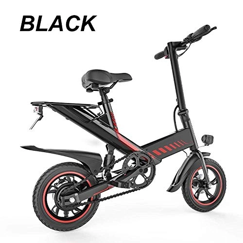 Bici elettriches : CXY-JOEL 36V 7.5 Ah 350 W in Lega Di Alluminio Smart e Bike 14 Sospensione Posteriore Mini Bici Elettrica Pieghevole 3 Colori Adatta per Uomo e Donna, Ciclismo Ed Escursionismo, 12 Pollici Nero