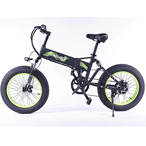 Bici elettriches : CXY-JOEL Bicicletta Elettrica Pieghevole 500W Motore 48V 10Ah Batteria Rimovibile Agli Ioni Di Litio 20 Pollici 7 Velocità Leva Del Cambio Elettrica Bicycle-350W Black_36V8Ah, 350W Verde