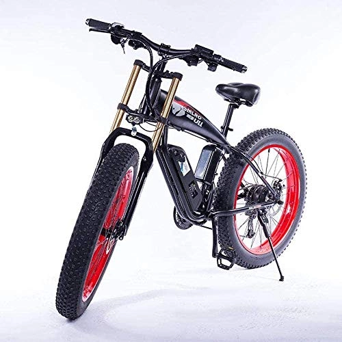 Bici elettriches : CXY-JOEL Incrociatore da Spiaggia da 26 Pollici Fat Bike 350W Bici Elettrica Mountain Bike, Rimovibile 48V 10Ah Agli Ioni Di Litio Rosso Batteria, Rosso